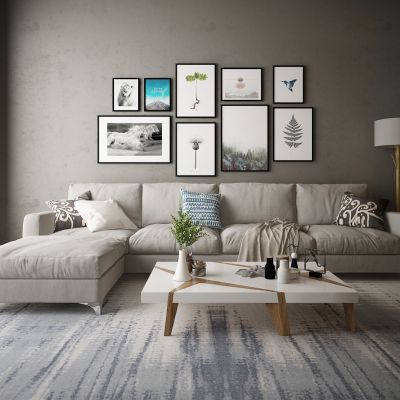 现代家居组合，饰品，沙发柜子挂画