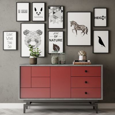 现代家居组合，饰品，沙发柜子挂画