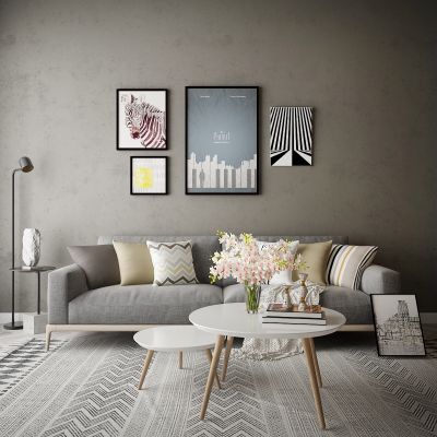 现代家居组合，饰品，沙发柜子挂画