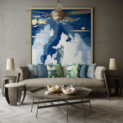 现代家居组合，饰品，沙发柜子挂画