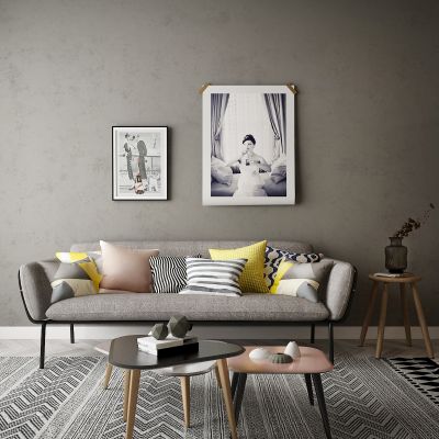 现代家居组合，饰品，沙发柜子挂画
