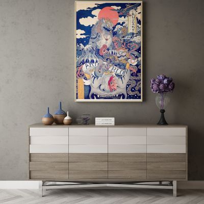 现代家居组合，饰品，沙发柜子挂画