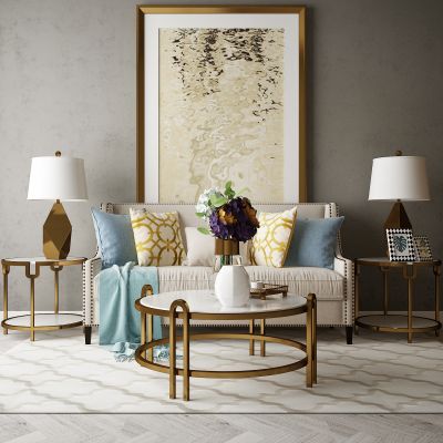 现代家居组合，饰品，沙发柜子挂画