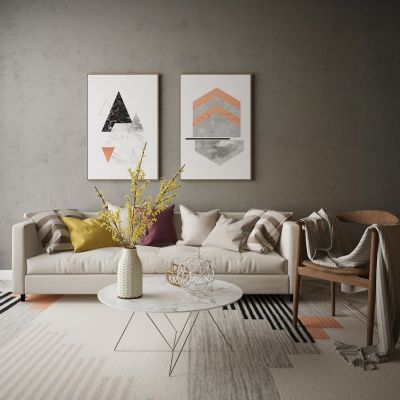 现代家居组合，饰品，沙发柜子挂画