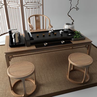 新中式茶桌 隔断