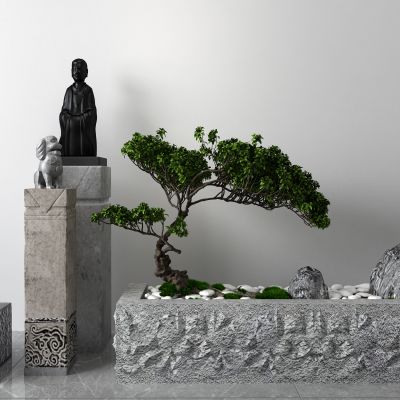 中式景观小品 石狮子