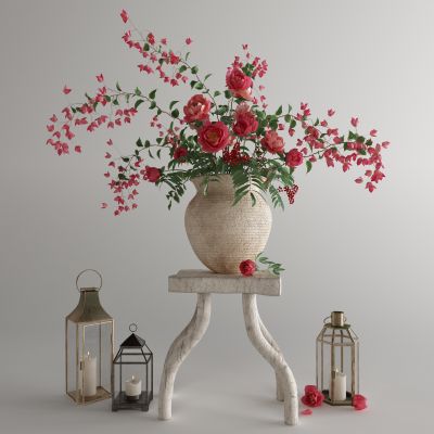 现代花瓶 花卉3D模型