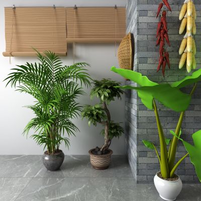 新中式盆栽 竹帘