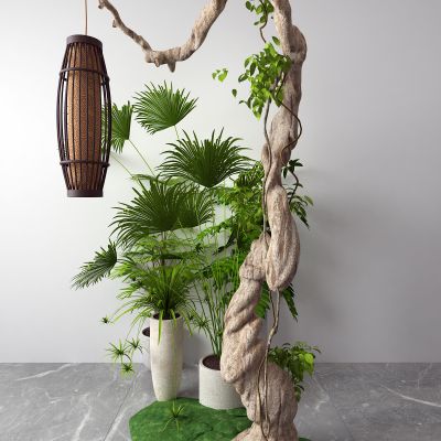 新中式景观小品 盆栽 落地灯