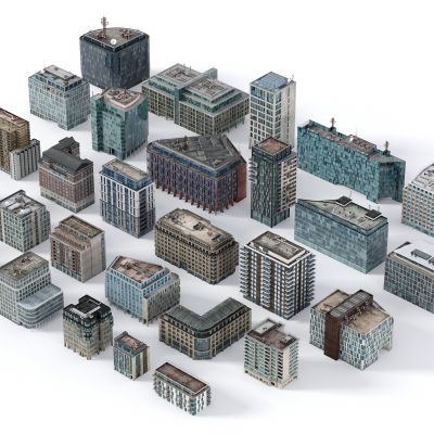 现代建筑群，建筑群，写字楼，商业楼，鸟瞰建筑，建筑配楼，建筑裙楼