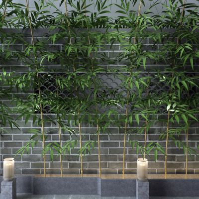 新中式竹子 砖墙
