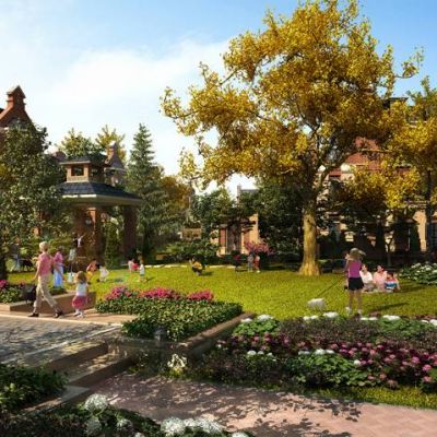 现代佘山一品-主入口中心景观地产景观