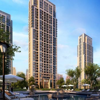 现代地产小区高层住宅景观水景