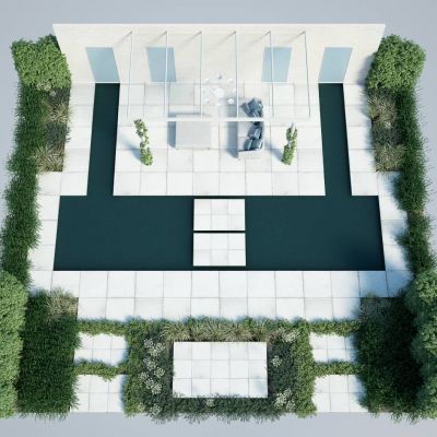 现代花园泳池场景