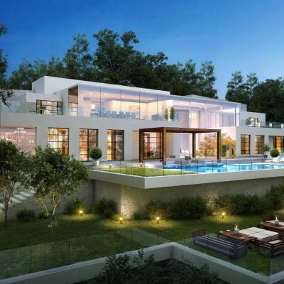 现代超写实国外私人别墅夜景