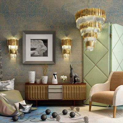 现代奢华电视柜沙发吊灯组合