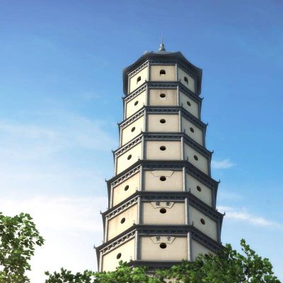 现代佛塔特写场景