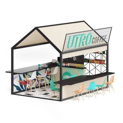 现代咖啡饮品售货亭摊位3D模型