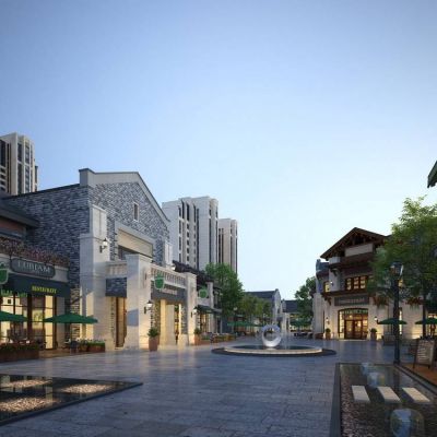 现代夜景商业街