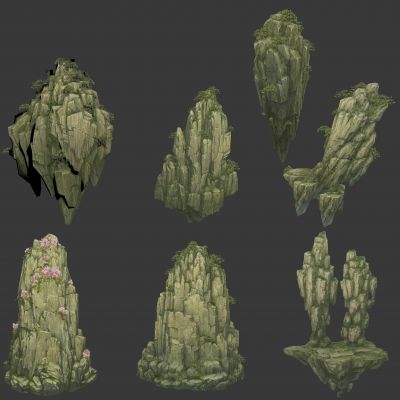现代石头山体低模