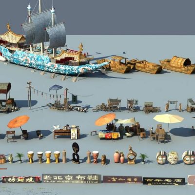 古代古建小品人物