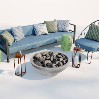 现代庭院桌子椅子架子