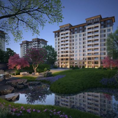 现代超写实夜景住宅景观