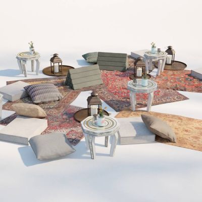 现代庭院桌子椅子架子