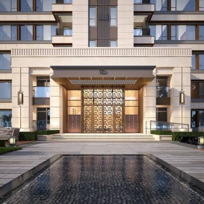 现代地产小区入户门厅