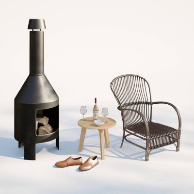 现代庭院桌子椅子架子