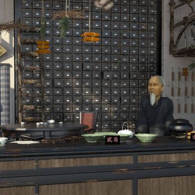 中式古代药铺药房药店