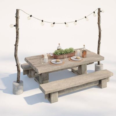 现代庭院桌子椅子架子