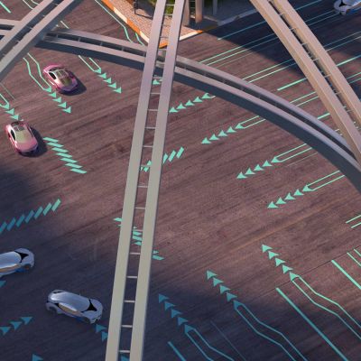 现代未来科幻十字路口道路