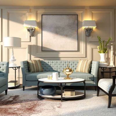 现代美式客厅沙发椅子组合