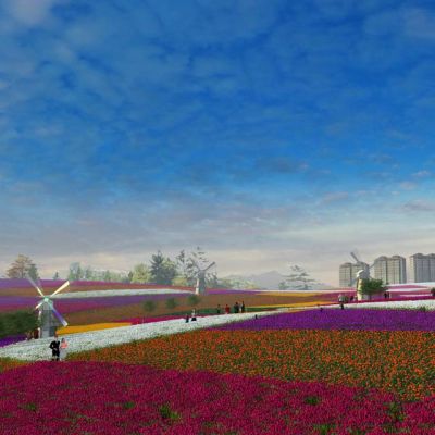 现代花田花卉花海动画场景3D模型