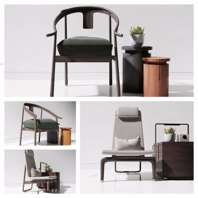 现代休闲椅圆几组合