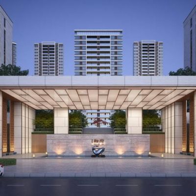 现代住宅入口门头门头大堂