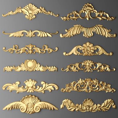 欧式金属金色雕花3D模型