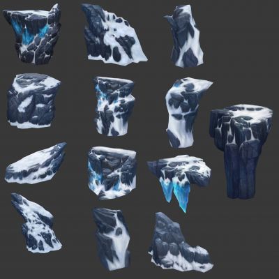 现代雪山石头岩石