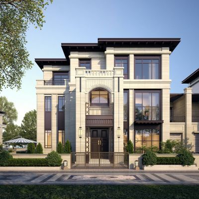 现代超写实高端别墅建筑外立面