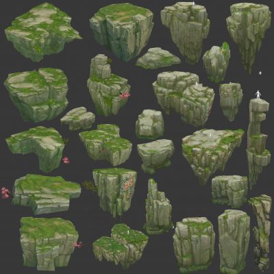 现代石头山体低模