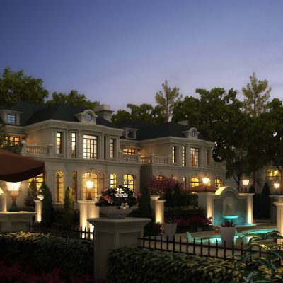 欧式别墅夜景