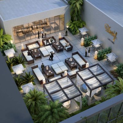 现代露天庭院屋顶酒吧