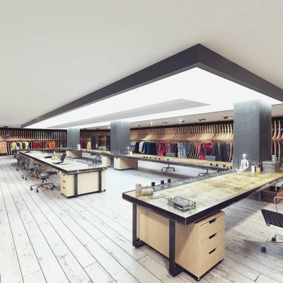 现代服装服旗舰店设计服装工作室