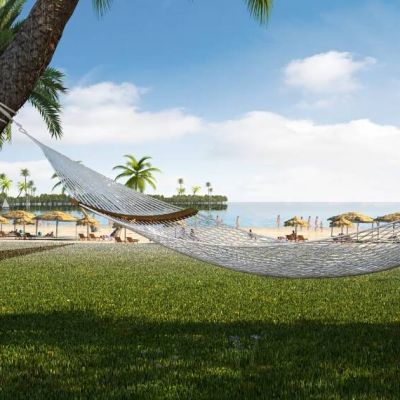 現(xiàn)代海邊海岸沙灘吊床