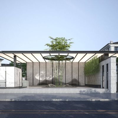 现代地产小区入口门头