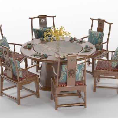 新中式餐桌 圆桌