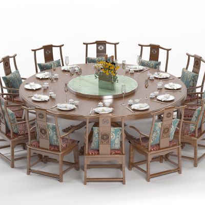 新中式餐桌 圆桌