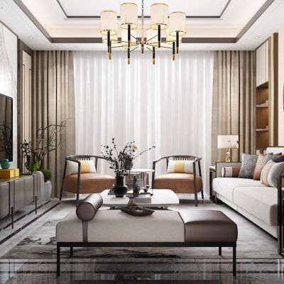 新中式客厅 组合沙发