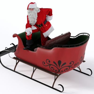 现代人物，圣诞老人，圣诞装饰品，圣诞摆件，雪橇车
